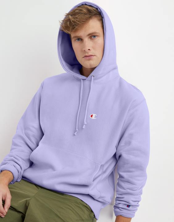 Champion moški pulover s kapuco v vzvratnem tkanju c logotipom 2B846 čista sivka