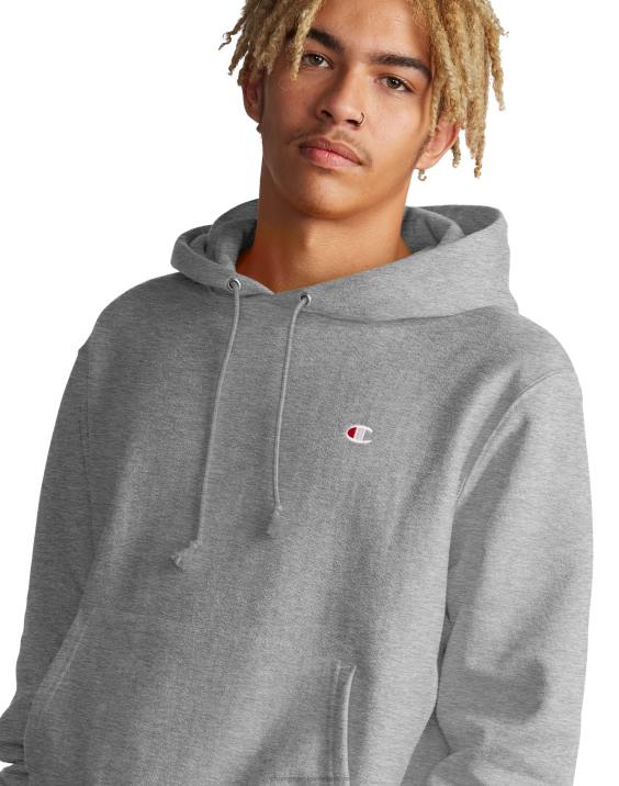 Champion moški pulover s kapuco v vzvratnem tkanju c logotipom 2B847 oksford siva