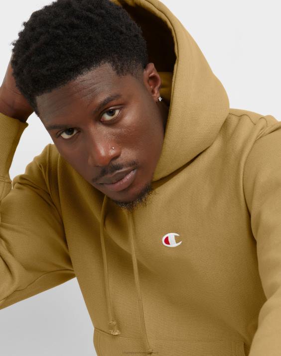 Champion moški pulover s kapuco v vzvratnem tkanju c logotipom 2B848 peščena skala