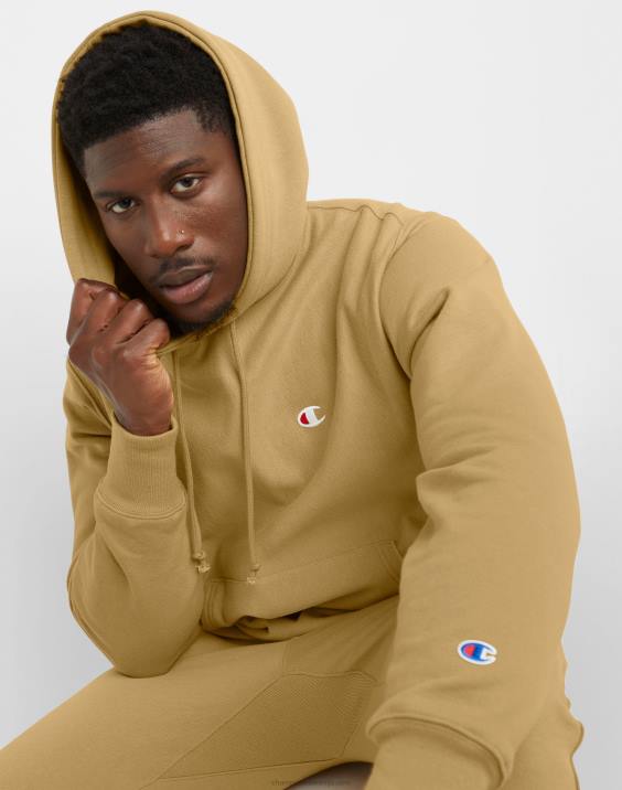 Champion moški pulover s kapuco v vzvratnem tkanju c logotipom 2B848 peščena skala