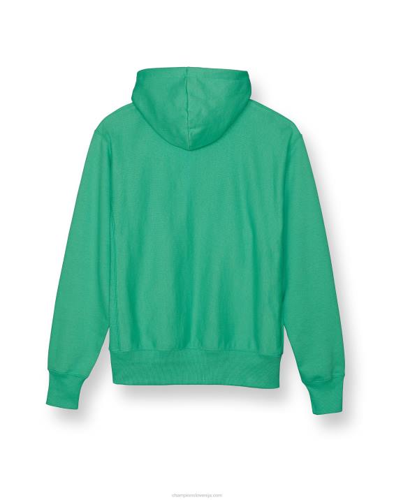 Champion moški pulover s kapuco v vzvratnem tkanju c logotipom 2B849 zeleni hrustljavi