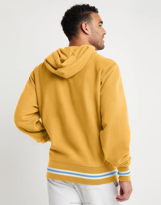 Champion moški pulover s kapuco v vzvratnem tkanju sitotisk z logotipom v loku 2B84124 kraljevo zlato