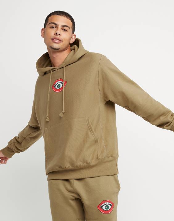 Champion moški pulover s kapuco z vzvratnim tkanjem c 2B84134 polnozrnati kaki