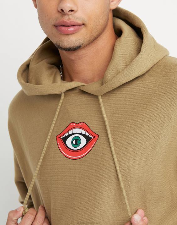 Champion moški pulover s kapuco z vzvratnim tkanjem c 2B84134 polnozrnati kaki