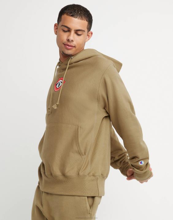 Champion moški pulover s kapuco z vzvratnim tkanjem c 2B84134 polnozrnati kaki