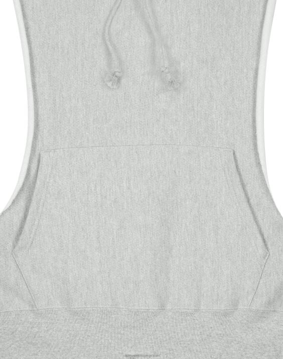 Champion moški pulover s kapuco z vzvratnim tkanjem in logotipom c 2B841 oksford siva