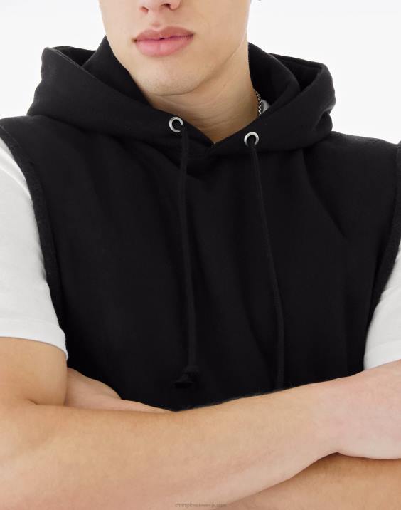 Champion moški pulover s kapuco z vzvratnim tkanjem in logotipom c 2B842 Črna