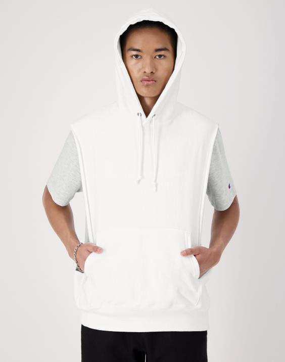 Champion moški pulover s kapuco z vzvratnim tkanjem in logotipom c 2B843 bela