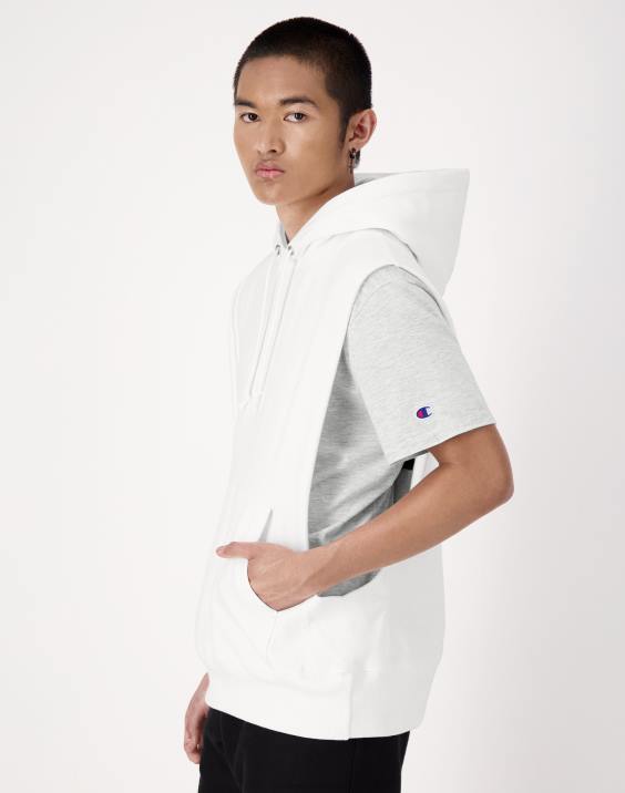 Champion moški pulover s kapuco z vzvratnim tkanjem in logotipom c 2B843 bela