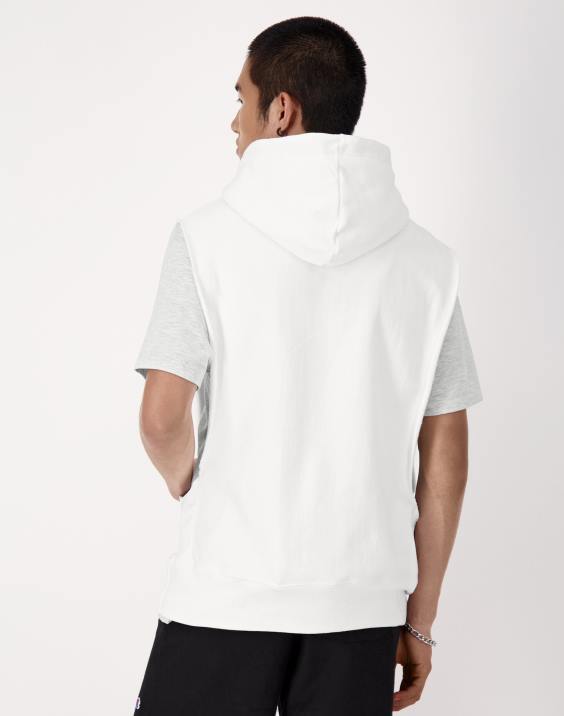 Champion moški pulover s kapuco z vzvratnim tkanjem in logotipom c 2B843 bela