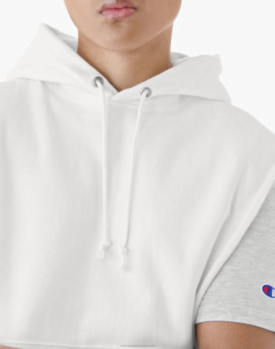 Champion moški pulover s kapuco z vzvratnim tkanjem in logotipom c 2B843 bela