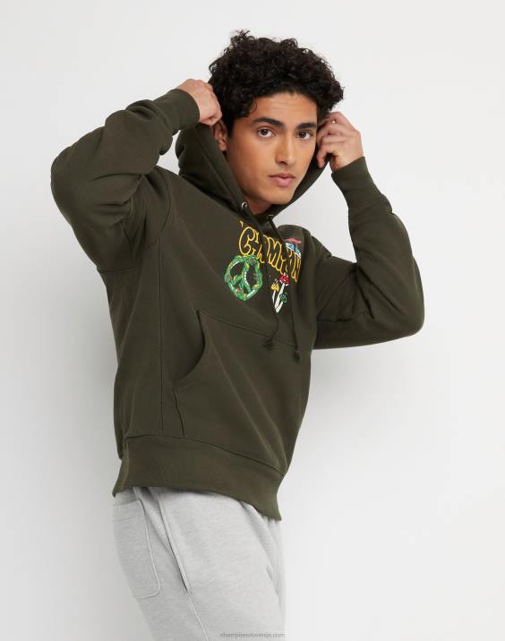 Champion moški pulover s kapuco z vzvratnim tkanjem mir bratec 2B84130 vojska