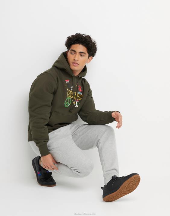 Champion moški pulover s kapuco z vzvratnim tkanjem mir bratec 2B84130 vojska