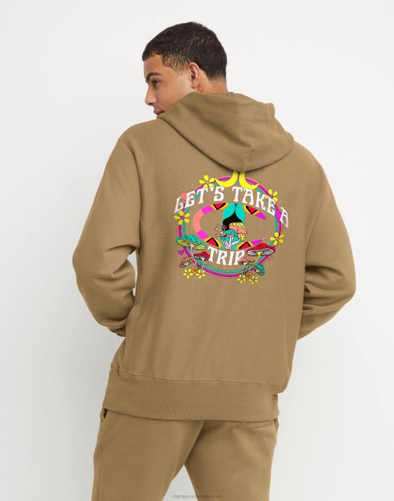 Champion moški pulover s kapuco z vzvratnim tkanjem pojdite na izlet 2B84167 polnozrnati kaki