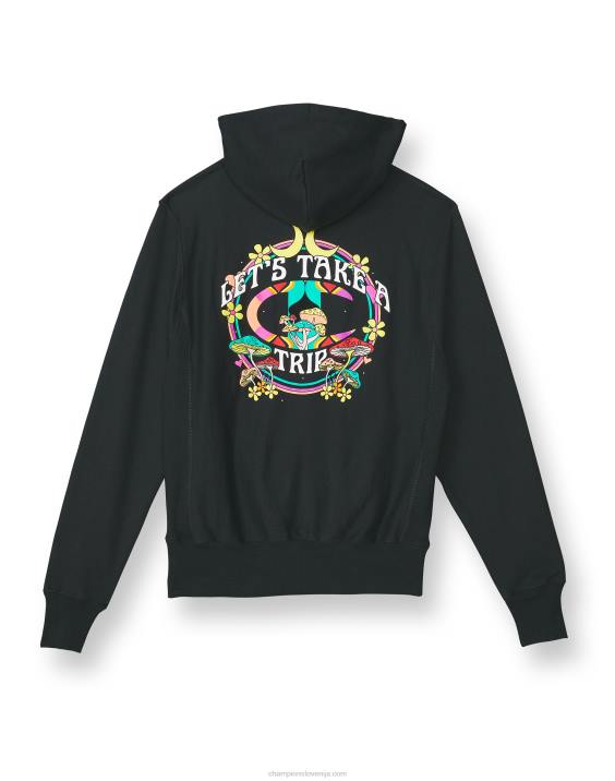 Champion moški pulover s kapuco z vzvratnim tkanjem pojdite na izlet 2B84168 Črna