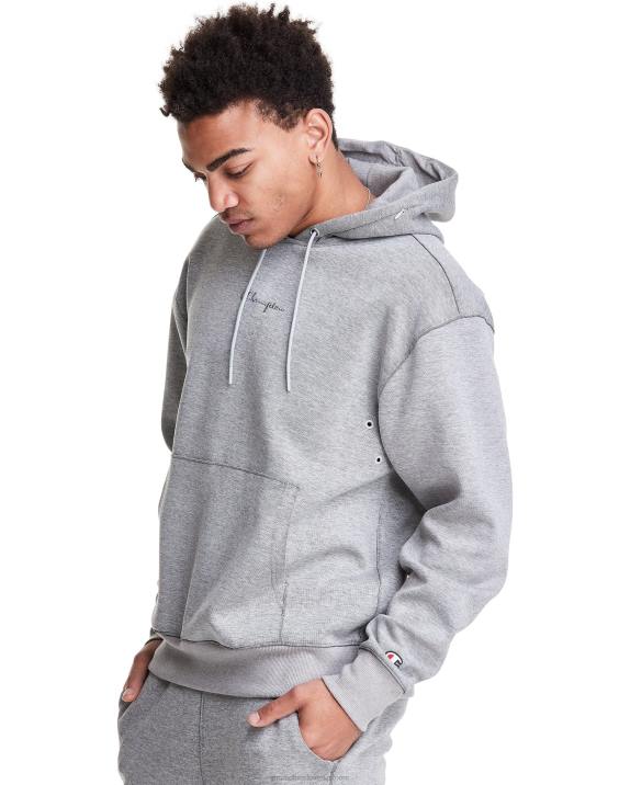 Champion moški upogljiv pulover s kapuco z vezenim logotipom 2B84152 oksford siva