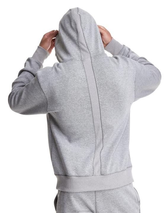 Champion moški upogljiv pulover s kapuco z vezenim logotipom 2B84152 oksford siva