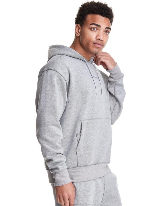 Champion moški upogljiv pulover s kapuco z vezenim logotipom 2B84152 oksford siva
