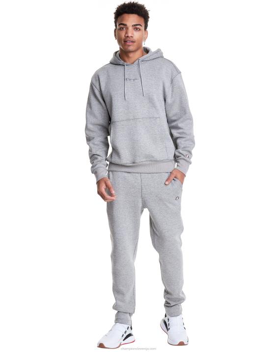 Champion moški upogljiv pulover s kapuco z vezenim logotipom 2B84152 oksford siva