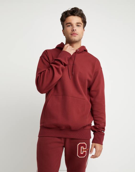Champion moški upogljiv pulover s kapuco z vezenim logotipom 2B84154 kardinal