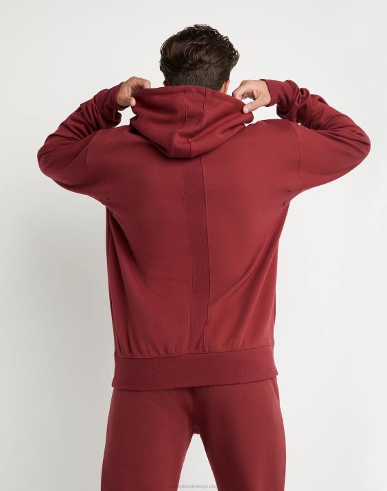 Champion moški upogljiv pulover s kapuco z vezenim logotipom 2B84154 kardinal