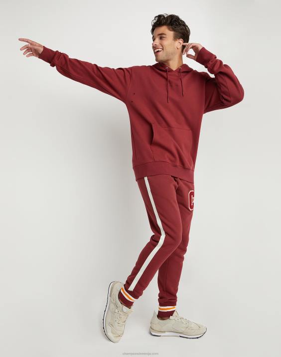 Champion moški upogljiv pulover s kapuco z vezenim logotipom 2B84154 kardinal