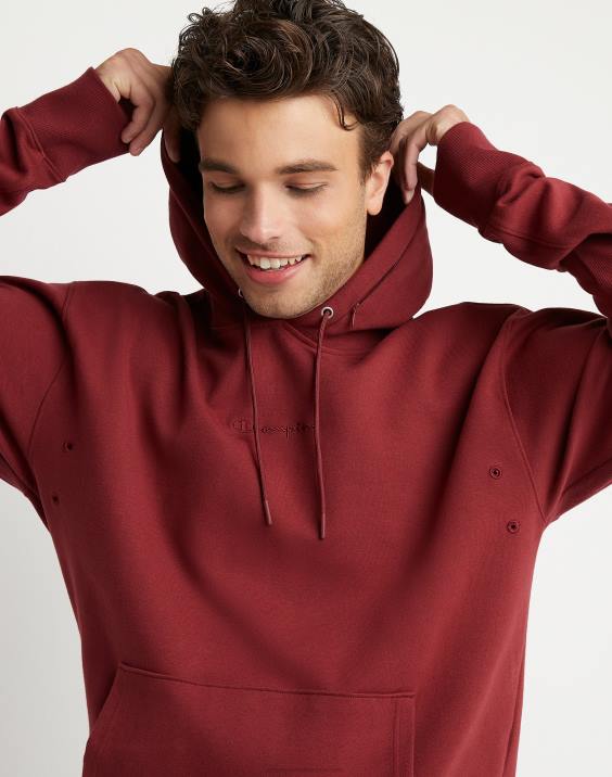 Champion moški upogljiv pulover s kapuco z vezenim logotipom 2B84154 kardinal