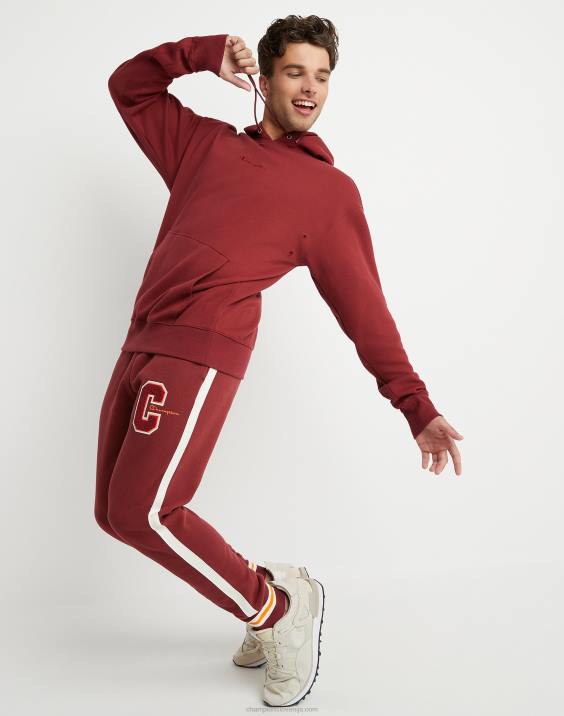 Champion moški upogljiv pulover s kapuco z vezenim logotipom 2B84154 kardinal