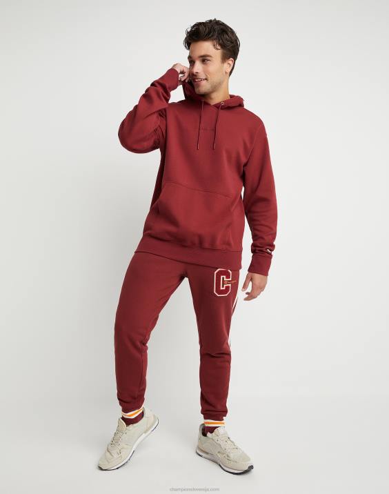 Champion moški upogljiv pulover s kapuco z vezenim logotipom 2B84154 kardinal
