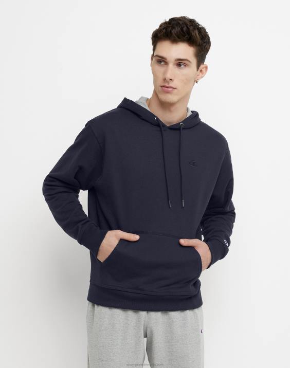 Champion moški velik in visok Powerblend pulover s kapuco c logotipom 2B8483 mornarica