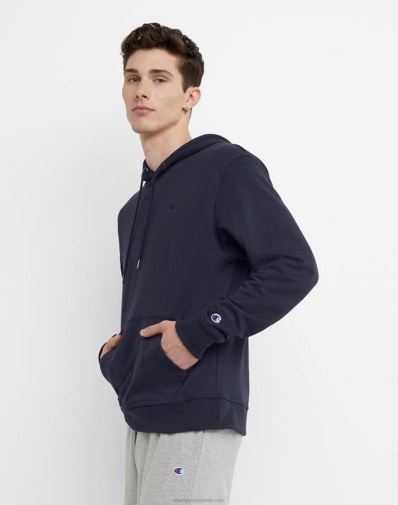 Champion moški velik in visok Powerblend pulover s kapuco c logotipom 2B8483 mornarica