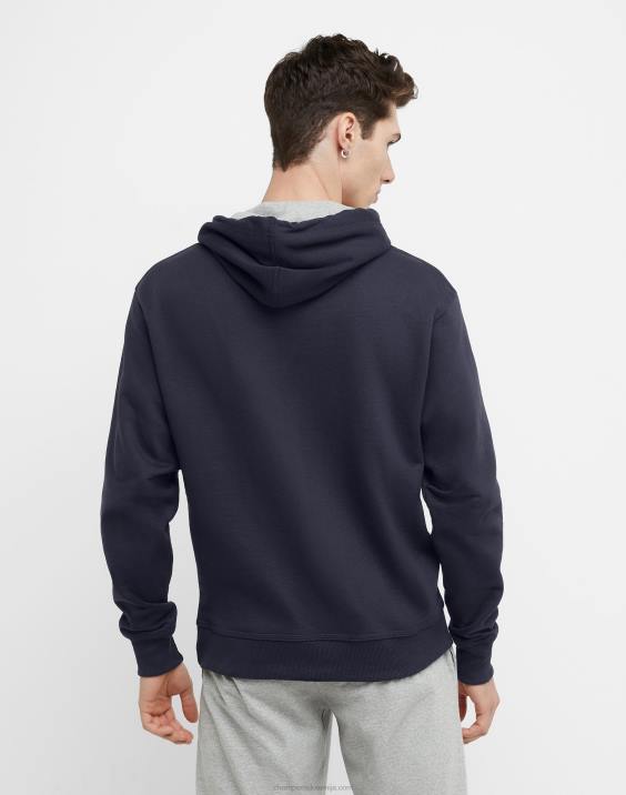 Champion moški velik in visok Powerblend pulover s kapuco c logotipom 2B8483 mornarica