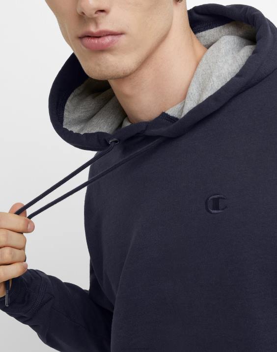 Champion moški velik in visok Powerblend pulover s kapuco c logotipom 2B8483 mornarica