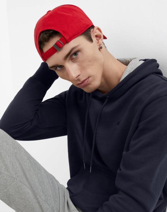 Champion moški velik in visok Powerblend pulover s kapuco c logotipom 2B8483 mornarica