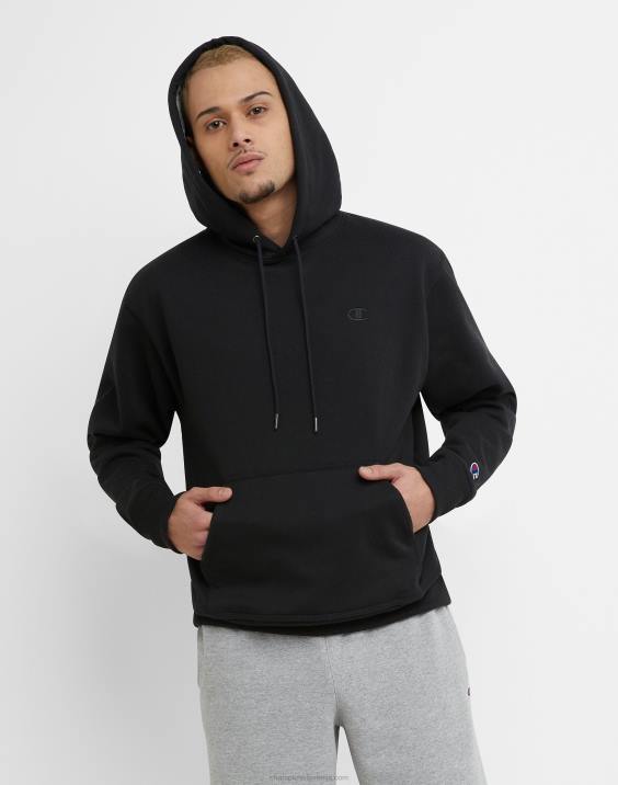Champion moški velik in visok Powerblend pulover s kapuco c logotipom 2B8484 Črna