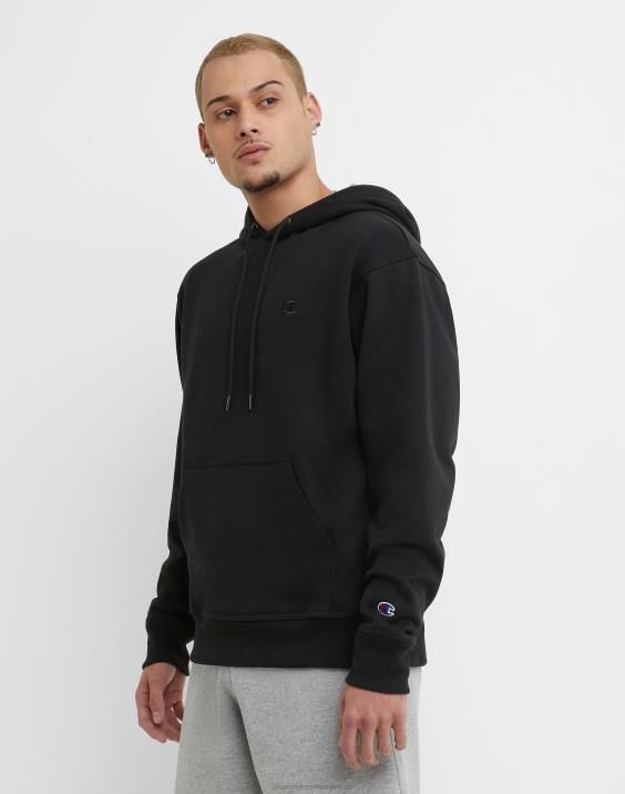 Champion moški velik in visok Powerblend pulover s kapuco c logotipom 2B8484 Črna