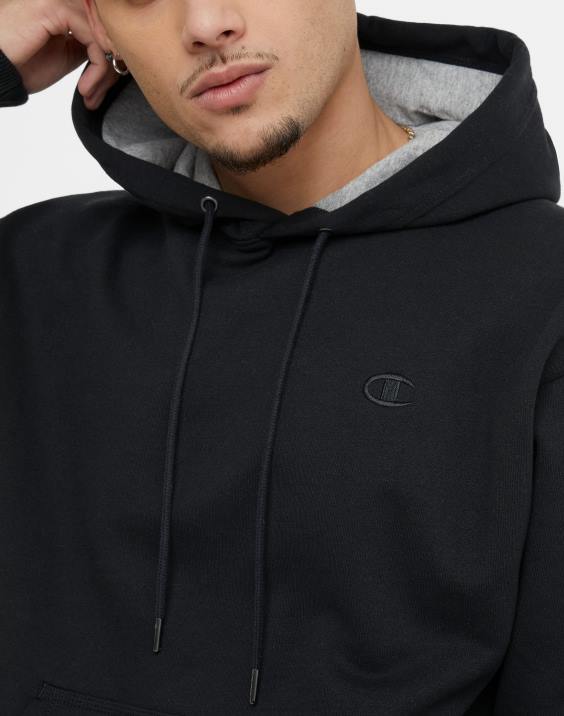 Champion moški velik in visok Powerblend pulover s kapuco c logotipom 2B8484 Črna