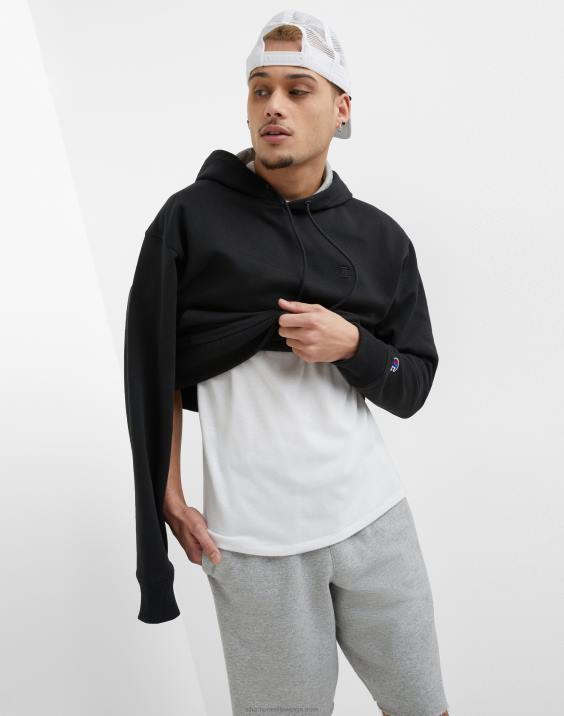 Champion moški velik in visok Powerblend pulover s kapuco c logotipom 2B8484 Črna