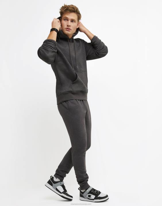 Champion moški velik in visok Powerblend pulover s kapuco c logotipom 2B8485 granitno resje