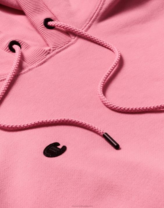 Champion moški vrhunski pulover s kapuco na desni strani prsnega koša c logotipom 2B8435 roza trak