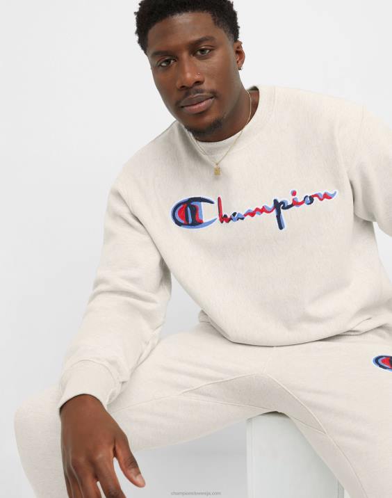 Champion moški vzvratno tkanje posadke šivan scenarij 2B84104 ovsena kaša heather