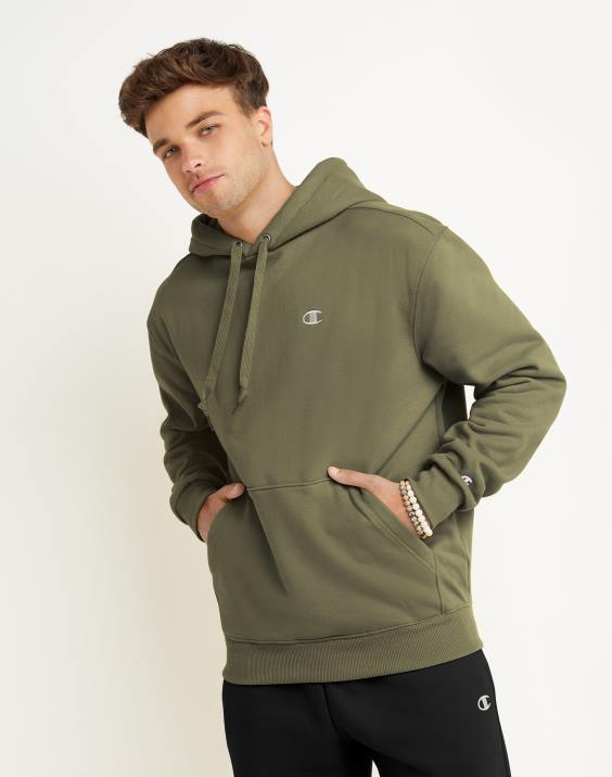 moški Original Champion super flis konusna kapuca z vezenim logotipom c 2B84121 tovorna oljka