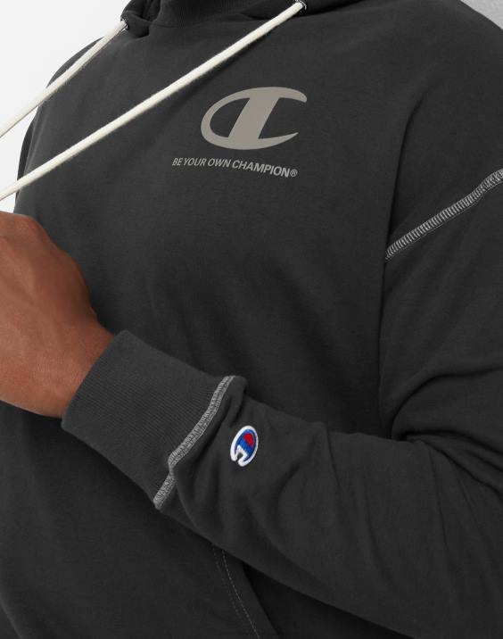 moški francoski frotirski pulover s kapuco global explorer bodi sam svoj prvak 2B8491 Črna