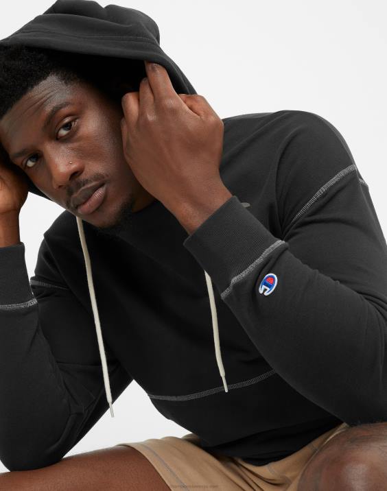 moški francoski frotirski pulover s kapuco global explorer bodi sam svoj prvak 2B8491 Črna