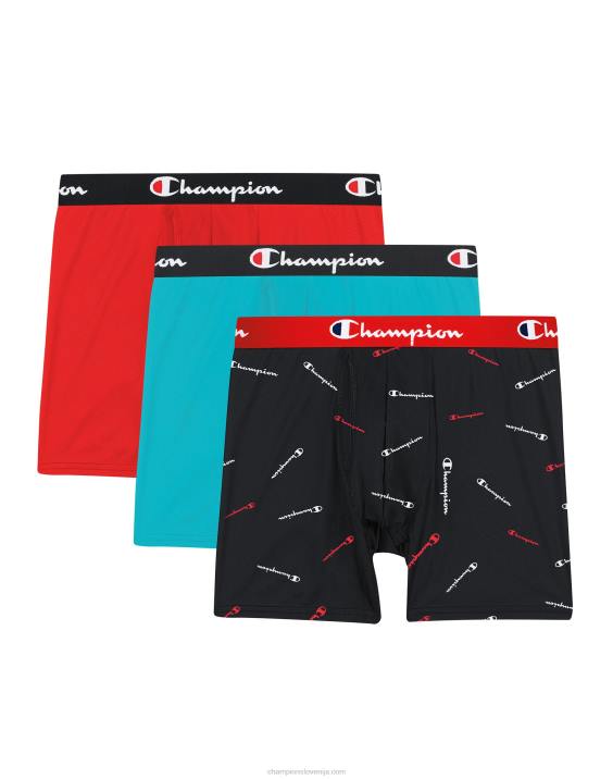 Champion moški paket boksaric, lahke, raztegljive, odvajajo vlago, paket 3 kosov rdeče/team/tisk 2B84676