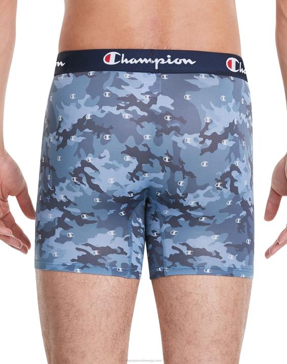 Champion moški paket boksaric s popolno podporo, ki odvaja vlago, proti drgnjenju, raztegljiv bombaž, 3 paketi 2B84688 modra kamuflažna pikica/mornarsko/rdeča/siva
