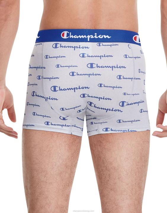 Champion moški paket za prtljažnike, raztegljiv bombaž, ki odvaja vlago, proti neprijetnim vonjavam, 3 paketi s pisnim tiskom 2B84680 siva/kraljevi logotip/oranžna/rdeča