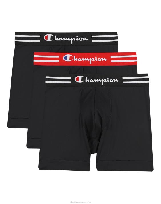 Champion moški paket zmogljivih boksaric poliester spandex, ki odvaja vlago, 3 paketi črnih 2B84677