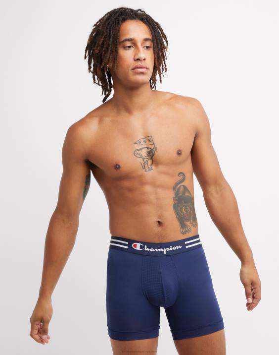 Champion moški paket zmogljivih boksaric poliester spandex, ki odvaja vlago in neprijeten vonj, 3 paketi mornarsko modra/teal/rdeča 2B84675