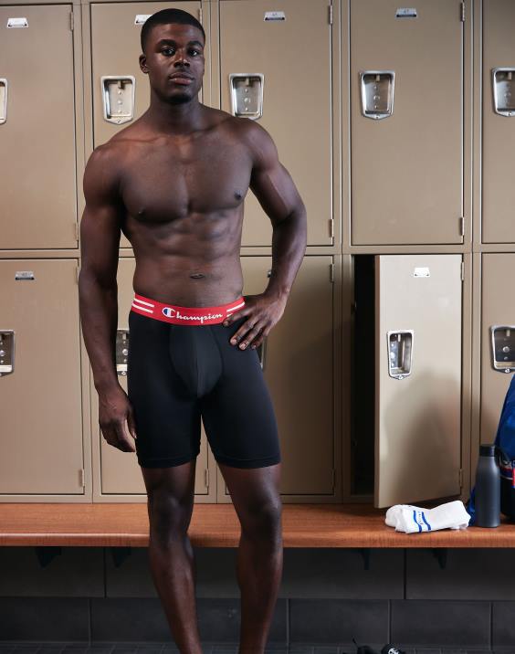 Champion moški paket zmogljivih boksaric z dolgimi nogami, ki odvaja vlago, 3 paketi 2B84678 črna/rdeča